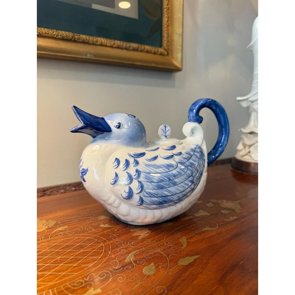 Vintage Blue & White Duck Teapot‎ | Bombay Company Chinoiserie